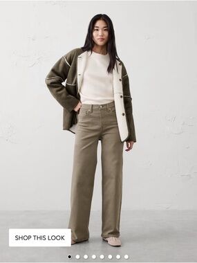 Banana Republic Women’s Wide-Leg High Rise Jeans in Olive